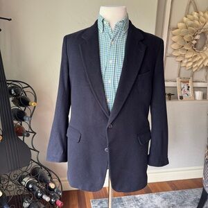 Vintage Men's Navy Blue 100% Camel Hair Two Button‎ Blazer Sport Jacket Size 40R